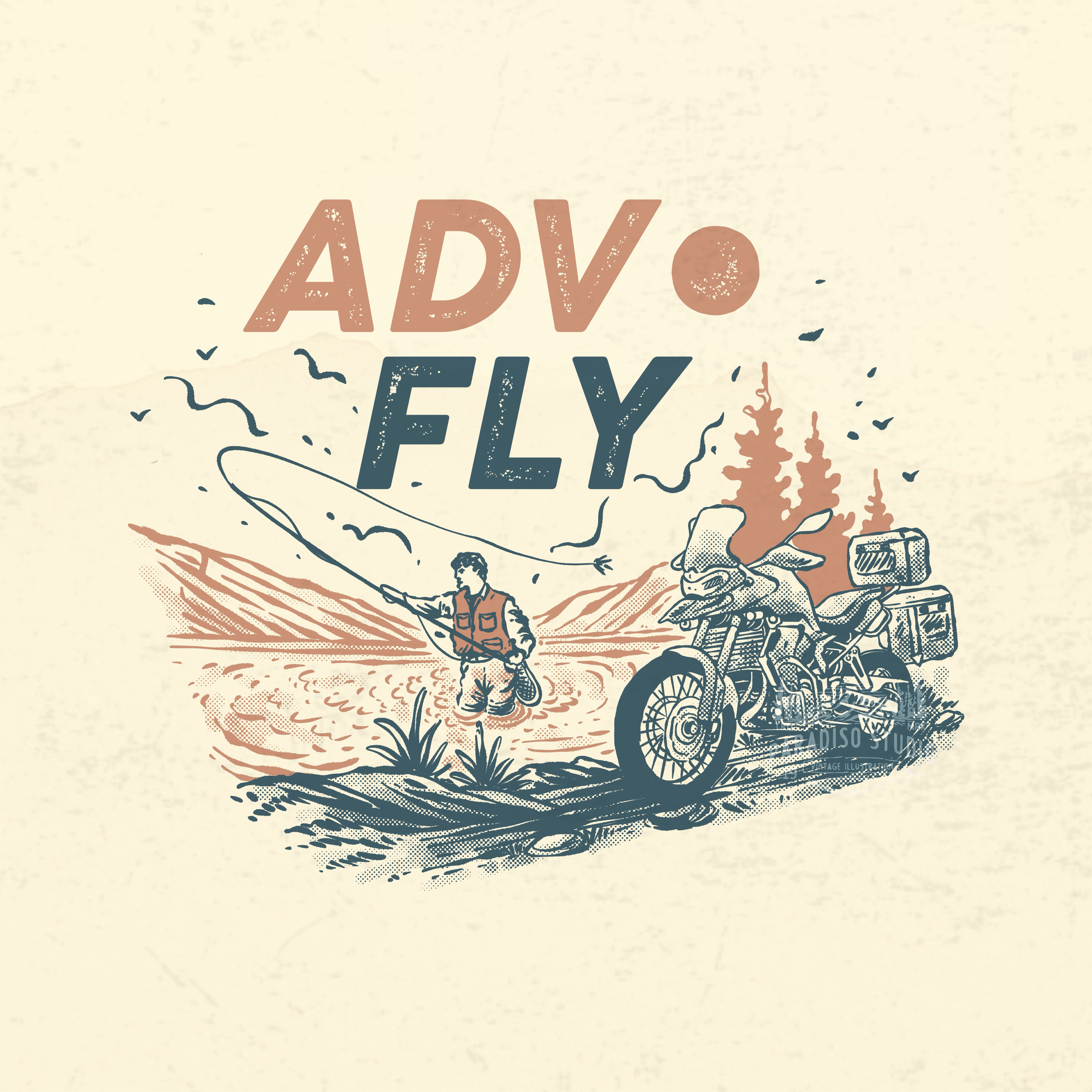 ADV FLY apparel branding clothing design distressed illustration merchandise retro retro design tees design vintage design