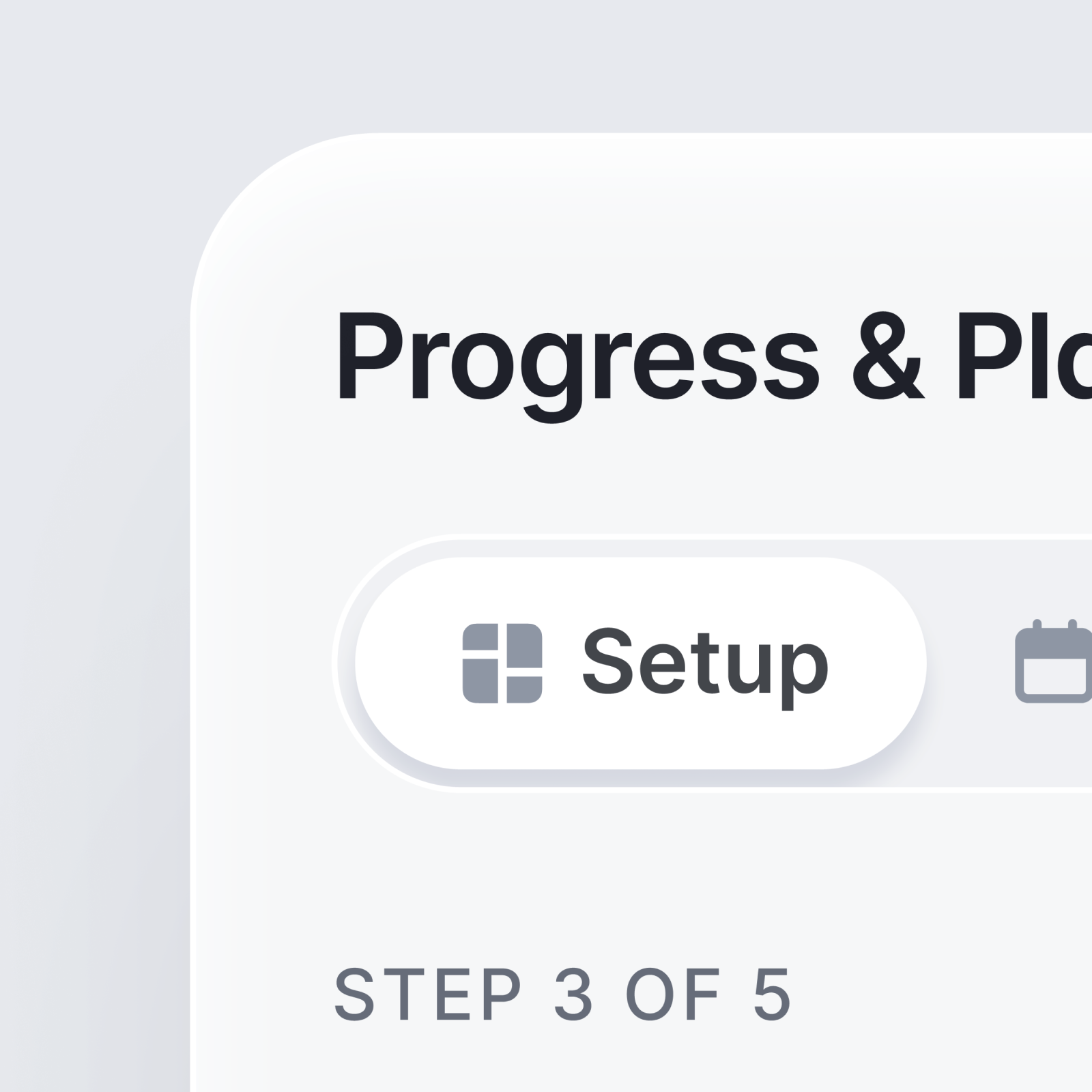 Modern multi-step account setup screen