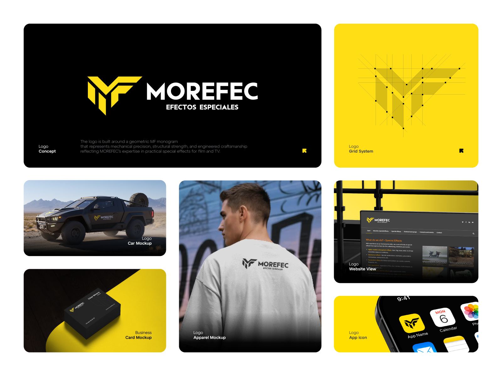 Geometric MF Monogram Logo Design. branding business card craftsmanship effects films geometric lettermark logo logo design logo icon mechanical mf logo modern monogram strength structural tv