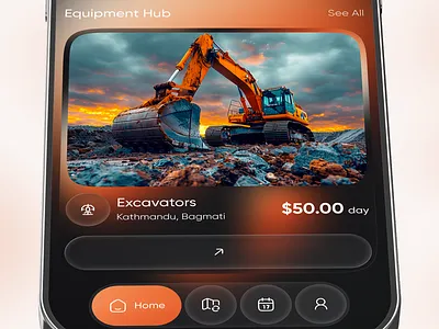 Construction Equipment Rental App UI – Industrial Marketplace app b2b marketplace booking app construction construction marketplace design equipment booking equipment rental heavy machinery industrial app location based marketplace app rental app rental marketplace startup app ui web