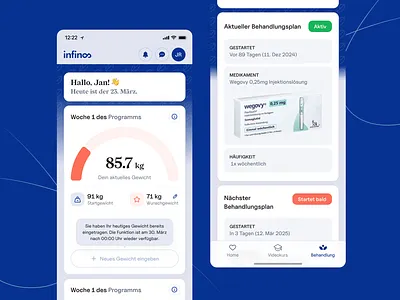 Infinos web app animation app design case study dashboard data visualization health app health tech interaction design ios app medical app mobile app onboarding product design redesign saas tracking ui user flow ux weight loss app