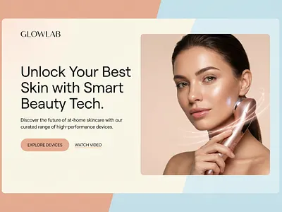 GlowLab,Smart Beauty Tech Landing Page Concept. beauty tech clean design e commerce hero section landing page minimal design modern ui product design skincare ui design ux design web design