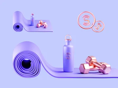 Sweatcoin / Fitness clay 3d assets set for App 3d 3d assets 3d set 3d visual fitness health 3d logo simple smooth soft sport ui