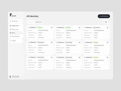 Falc AI — User & Device Management Dashboard admin panel b2b dashboard dashboard design device management mvp saas ui user management