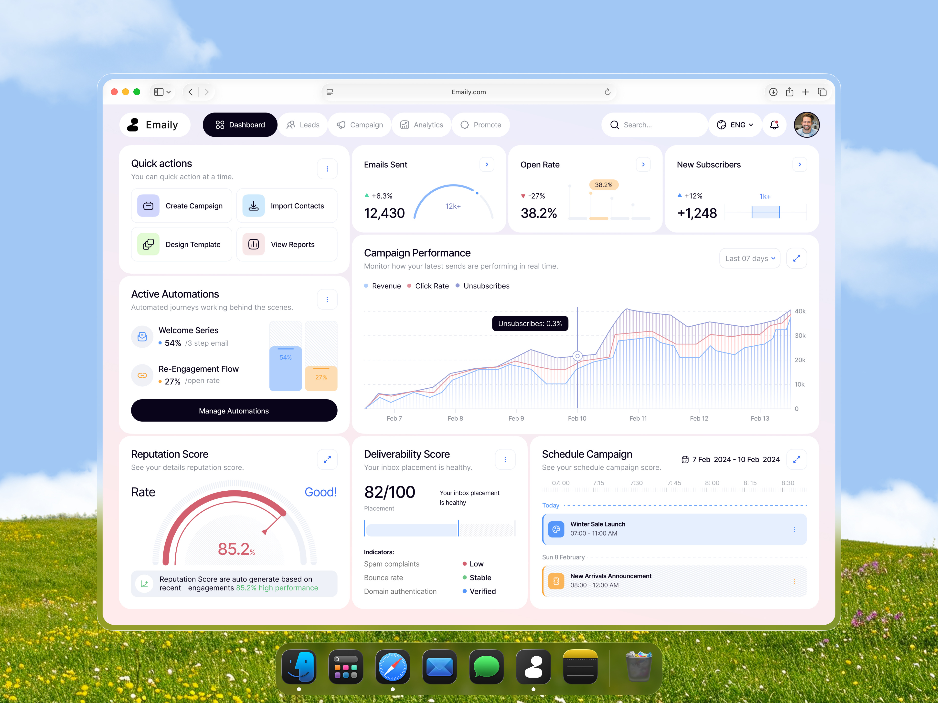 Example of Email Marketing SaaS Dashboard  | Emaily