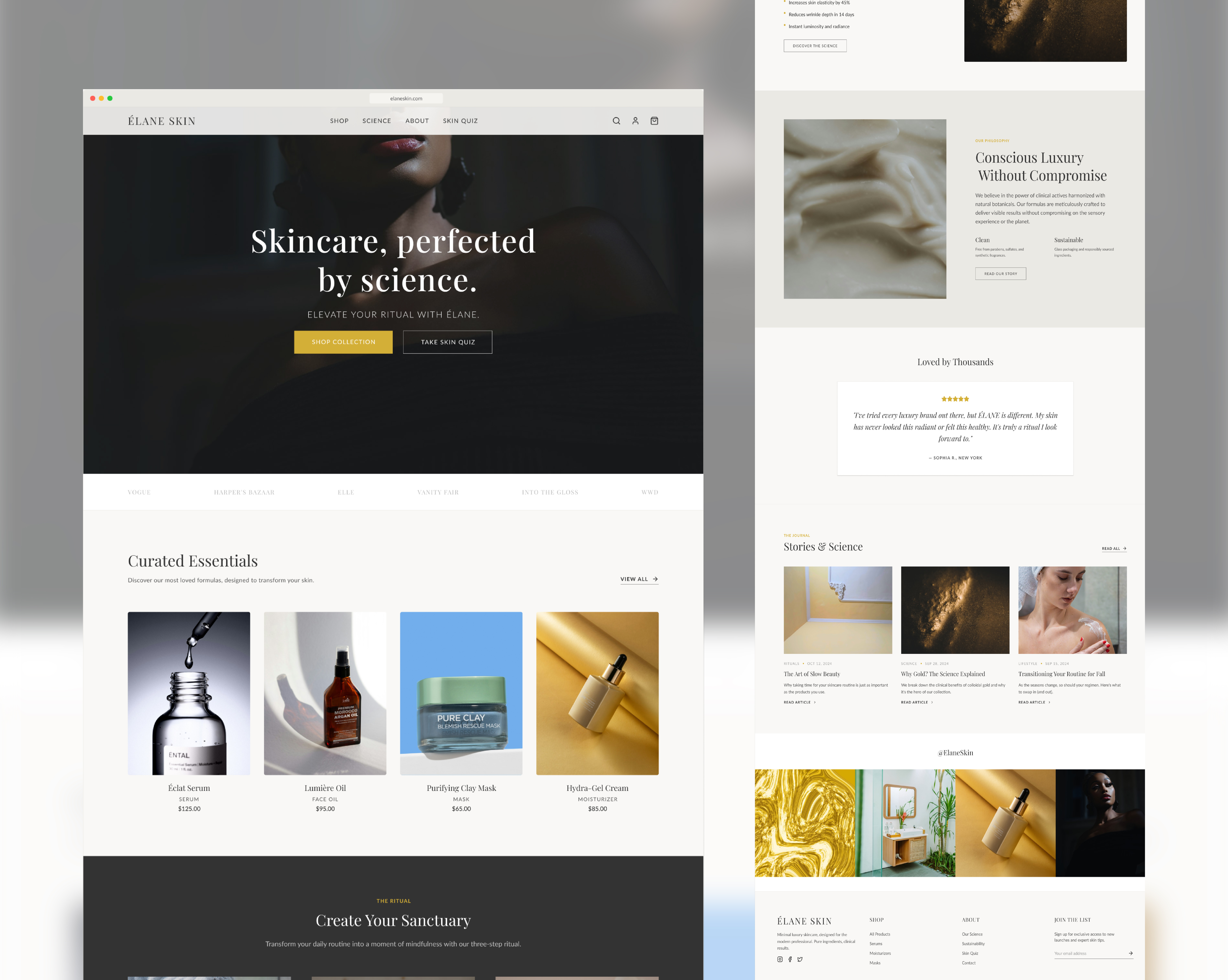 Premium Skincare eCommerce Website | User-Centric Design button design call to action design checkout flow e commerce layout hero section design landing page mobile first design motion ui product grid prototype design responsive design skincare branding skincare website ui design user experience usesr interface ux design web design website design wireframe design