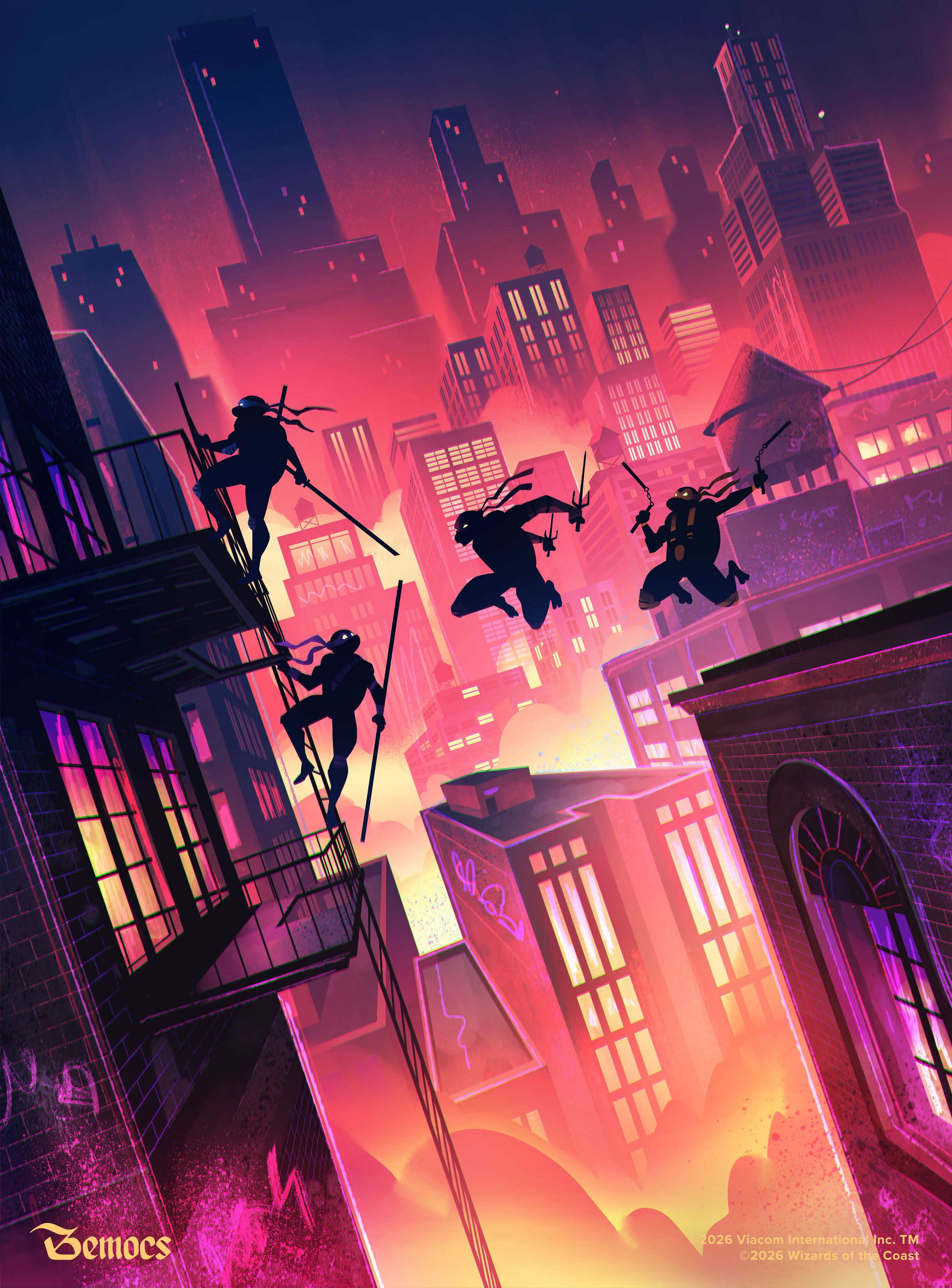 MtG: Teenage Mutant Ninja Turtles "Mountain" Card card art cartooning city comics concept art game art illustration ocs orlin culture shop