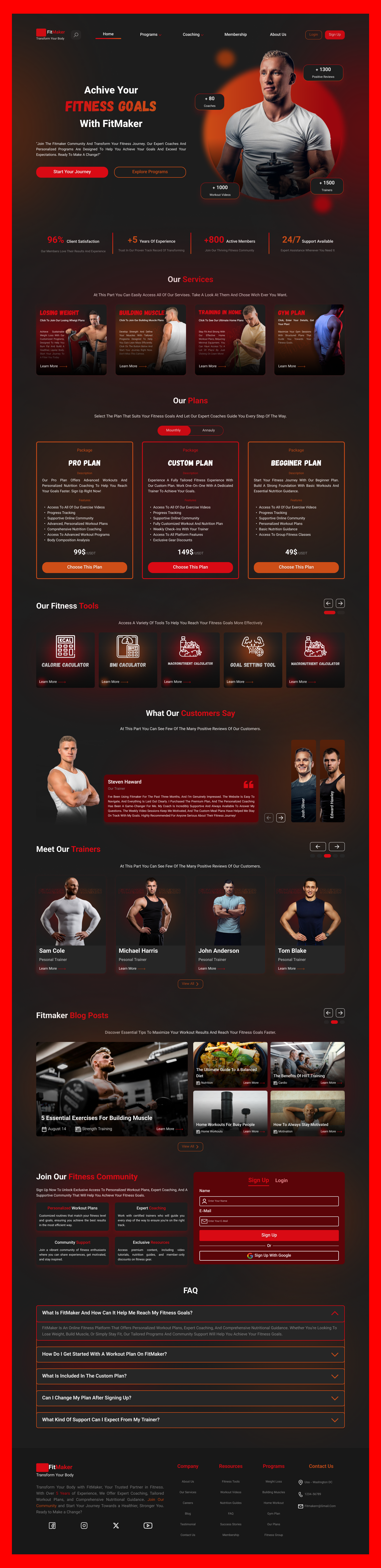 FitMaker – Modern Gym & Fitness Website UI Design aesthetic website design attractive ui design dark ui design fitness website design gym landing page design gym website design landingpage minimal design modern landing page design new trend website design productdesign stylish landing page design websitedesign