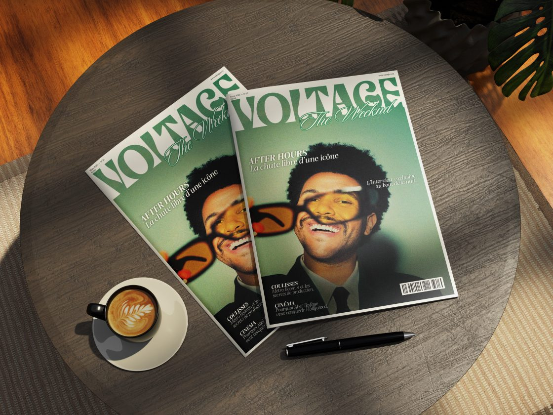Music Magazine Concept — The Weeknd (Fictional Project) after hours art direction branding cover design creative design design graphique editorial design graphic design grid system layout magazine layout modern layout music magazine portfolio print design the weeknd typography visual identity ydays ynov campus