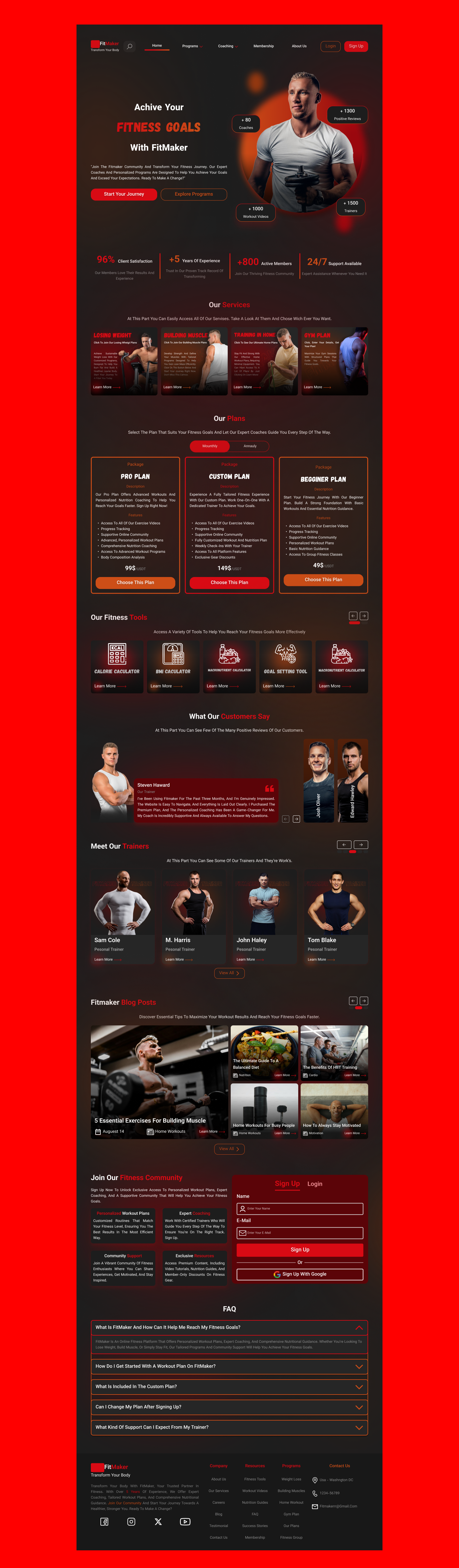 FitMaker – Responsive Gym & Fitness Tablet UI Design | Tablet aesthetic website design attractive website design dark ui design minimal gym website design minimal landing page design minimal responsive design minimal website design mobile design modern website design modren landing page design new trend websit design stylish dark gym website design sylish ui design tab design tab responsive design website design