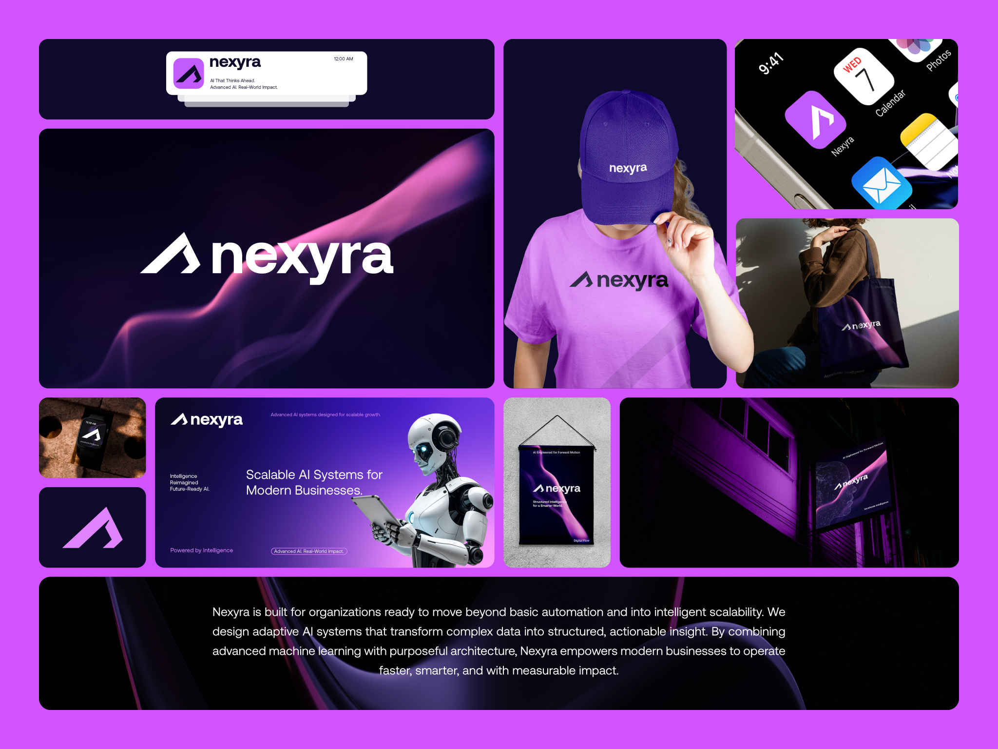 Nexyra | AI Startup Logo and Brand Identity ai branding design enterprise futuristic gradient identity logo logodesign logomark logotype machinelearning minimal modern saas startup tech technology typography ui
