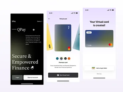 QPay Finance App app design banking app design finance finance app fintech fintech app interface ios mobile mobile app mobile application physical card product design transactions ui ui design uiux ux virtual card