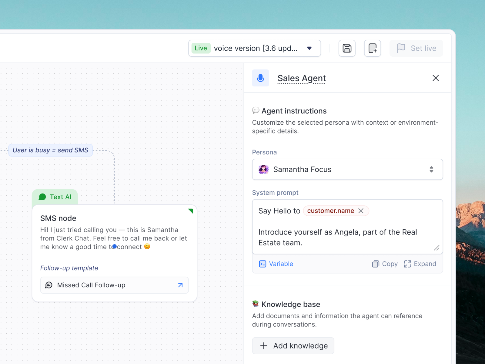 Agent builder agent agent builder ai builder clean ui interface product ui