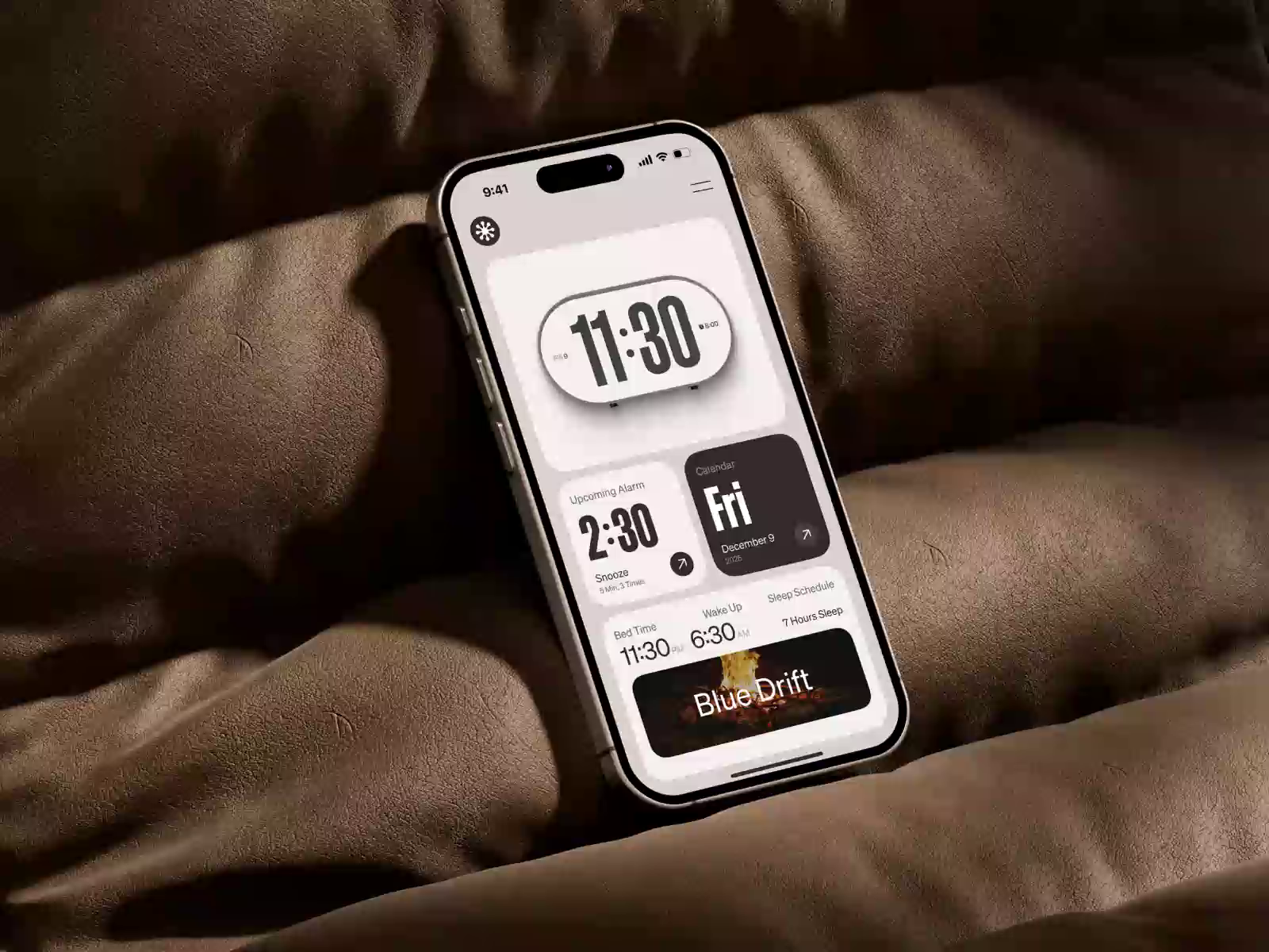 Example of Lunerise Smart Clock App UI - Device Pairing, Watch Faces, Sleep