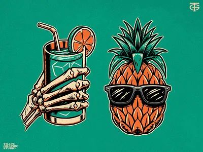 Summer things Illustrations apparel branding clothing design graphic design illustration logo pineapple summer summer vibes vector