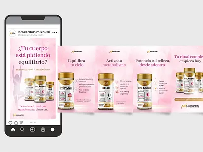 Diseño de Carrusel para Redes Sociales – Campaña MixNutri carrusel dia de la mujer diseño gráfico graphic design mixnutri redes social media