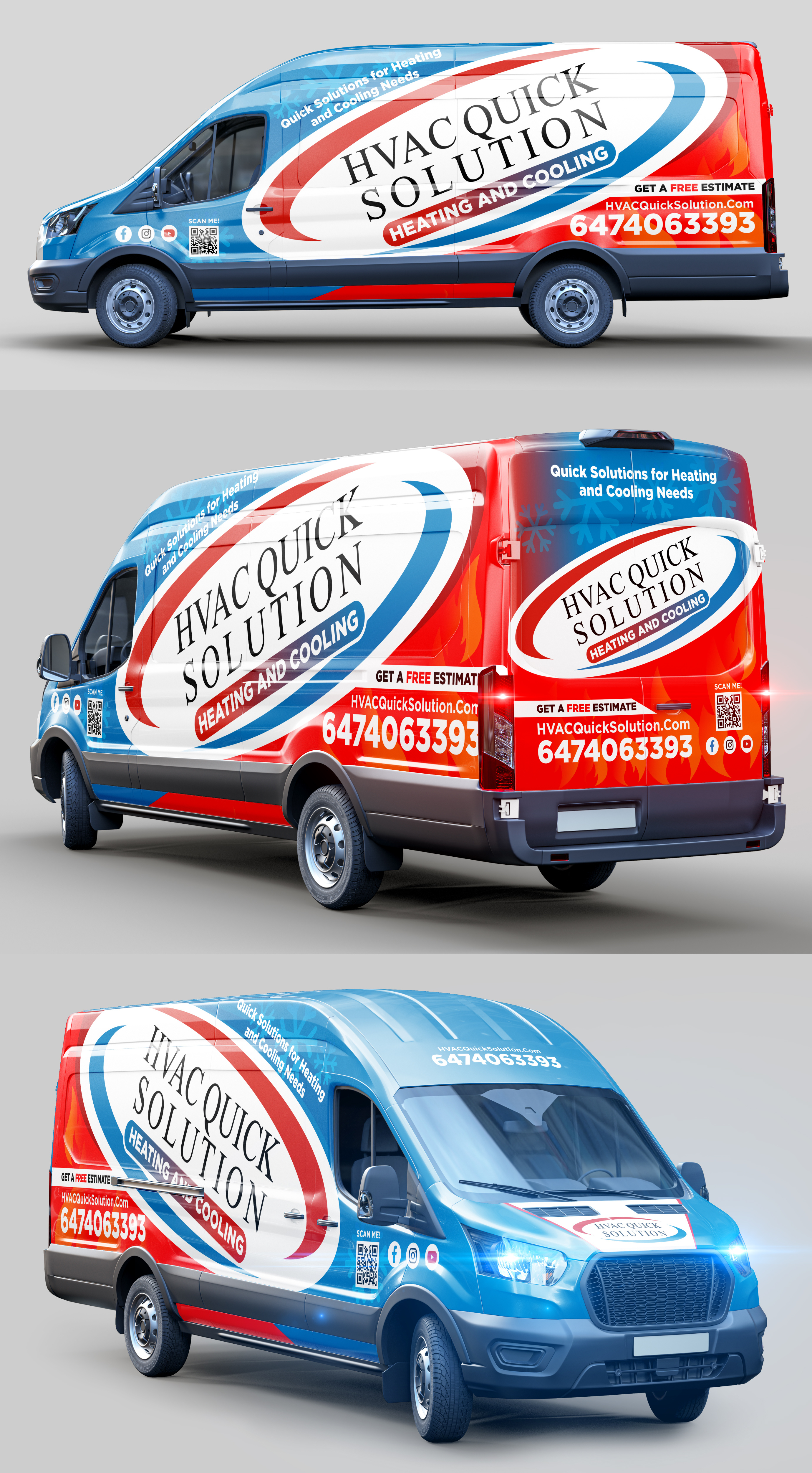 HVAC QUICK SOLUTION HEATING AND COOLING I VAN WRPA branding car wrap creative wrap graphic design van wrap