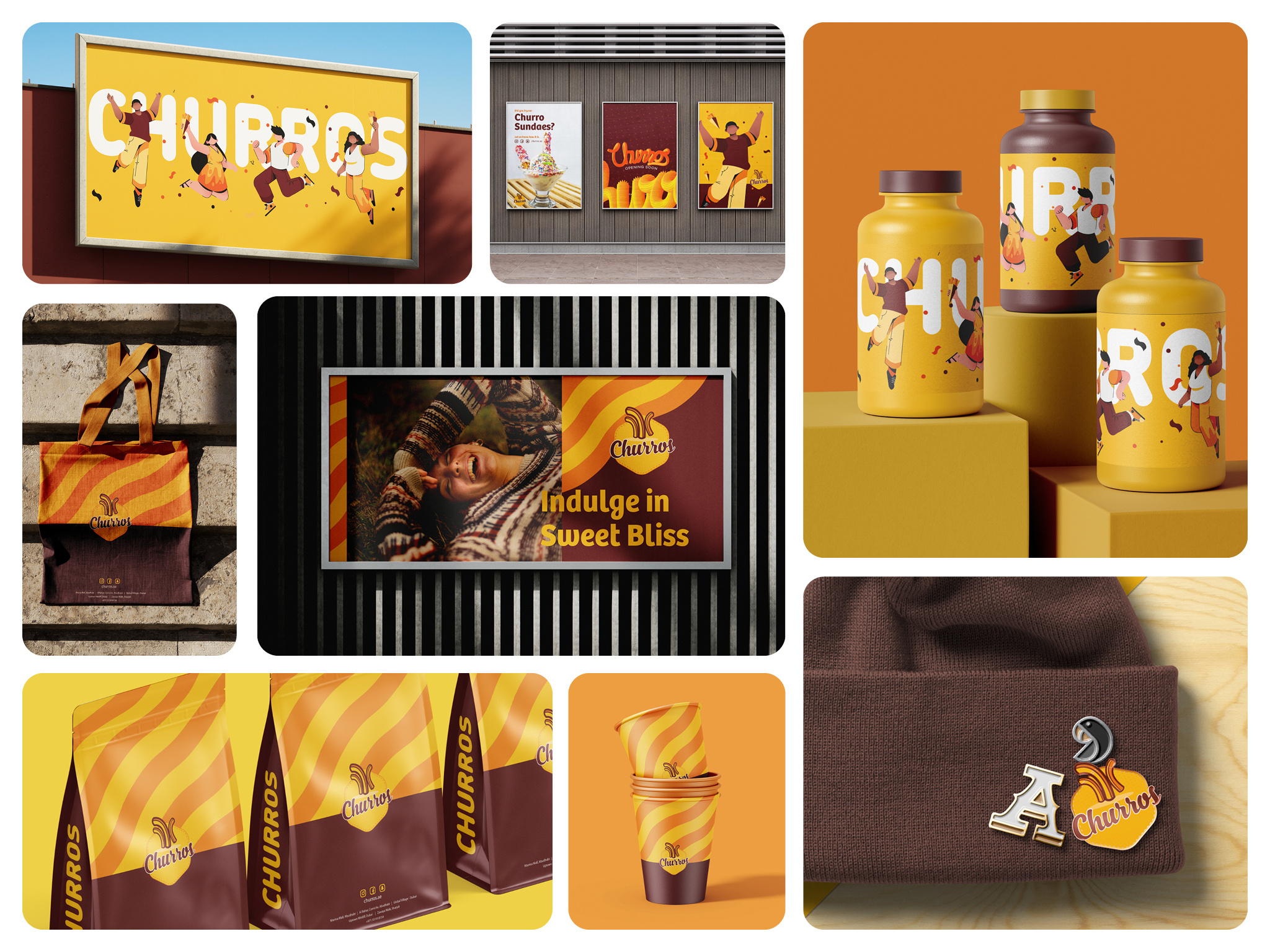 Churros Cafe branding cafe churros logo