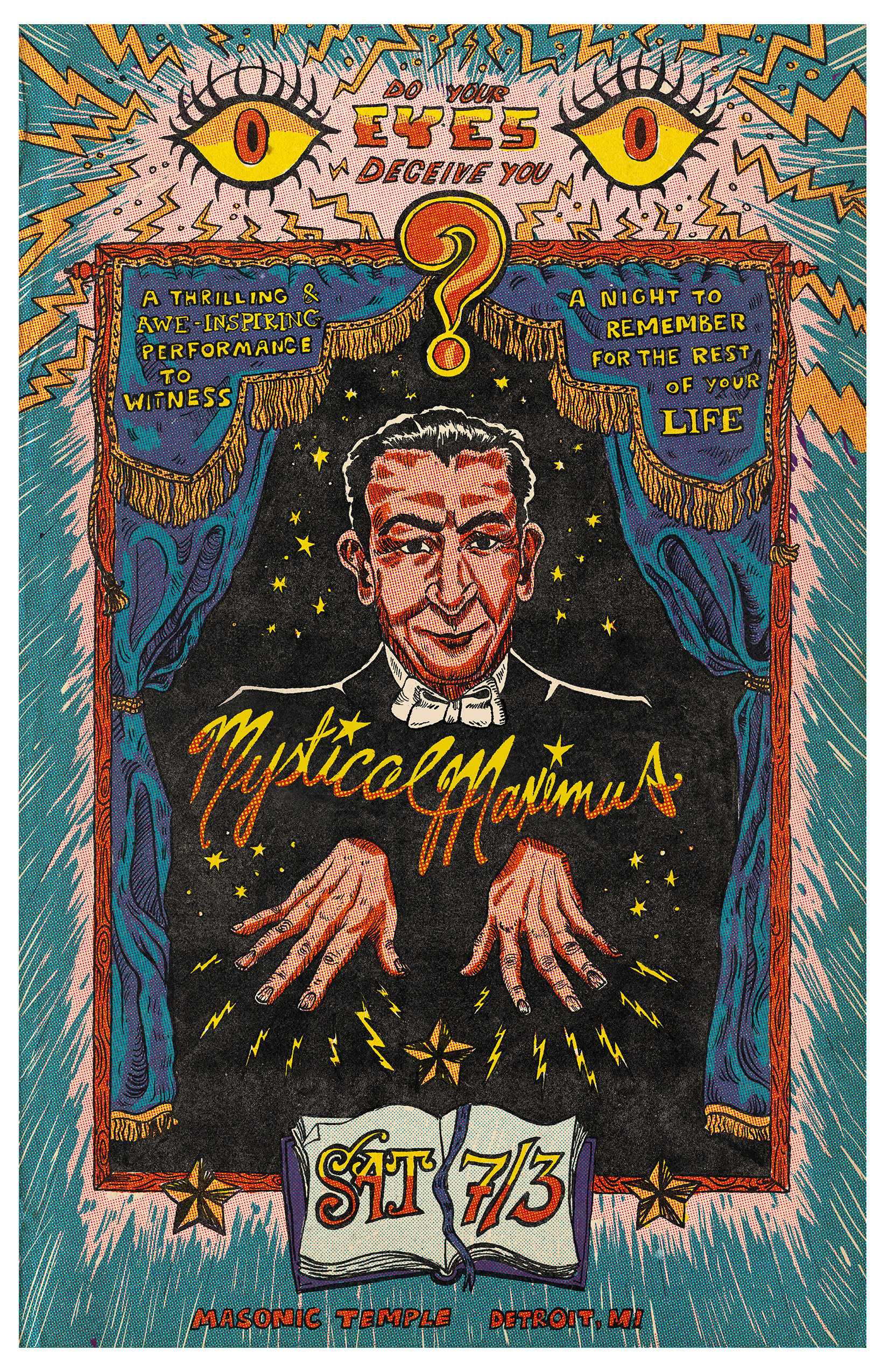 Mystical Maximus design gig poster graphic design hand drawn type illustration typography