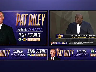 Pat Riley - Lakers Statue Unveil adobe adobe photoshop basketball broadcast creative design graphic design lakers los angeles lakers nba typography