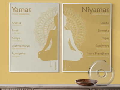 Yamas Niyamas wall Art decor design graphic design illustration meditation typography vector wall art yamas niyamas yoga zen