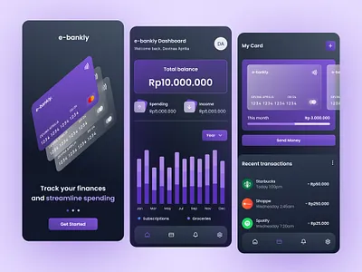 e-bankly App atm balance bank cardbank dahsboardbank dashboard dashboradatm deposit design exploration mycard shoppe spotify starbucks total transactions ui uxuidesign uxuidesigners