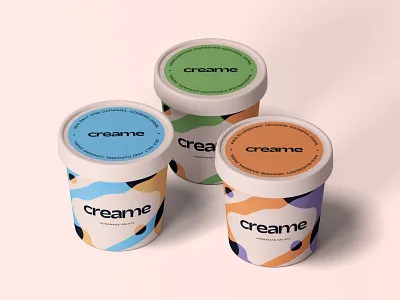 Creame Homemade Gelato - Packaging abstract brand design brand identity branding cup gelato graphic design ice cream illustration logo logotype modern packaging pattern typography