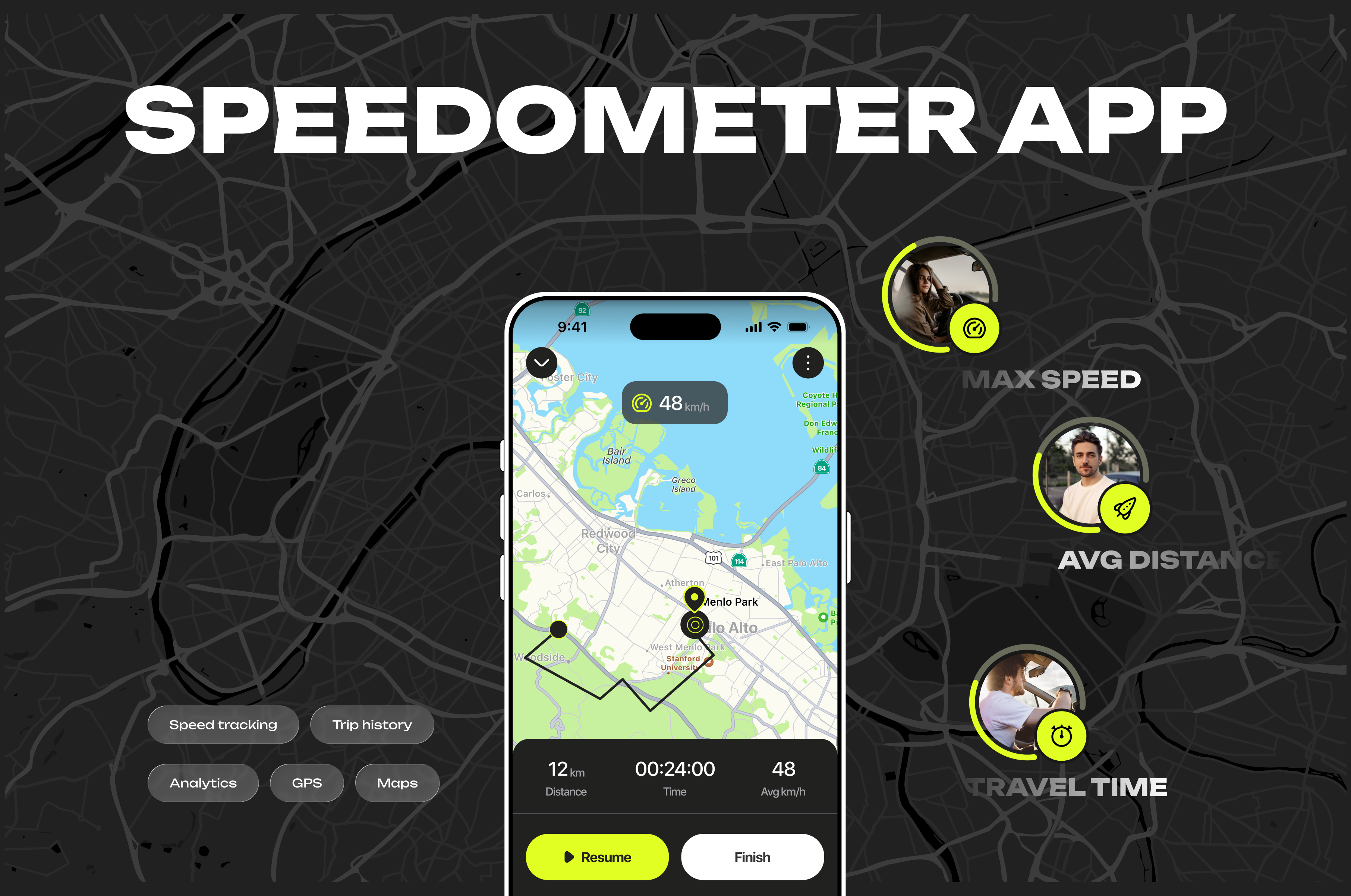 UX/UI Design for Multi-Activity Trip Tracking App | Speedometer analitycs app branding case study delivery distance insights ios map mobile speed tracking speedometer tracking
