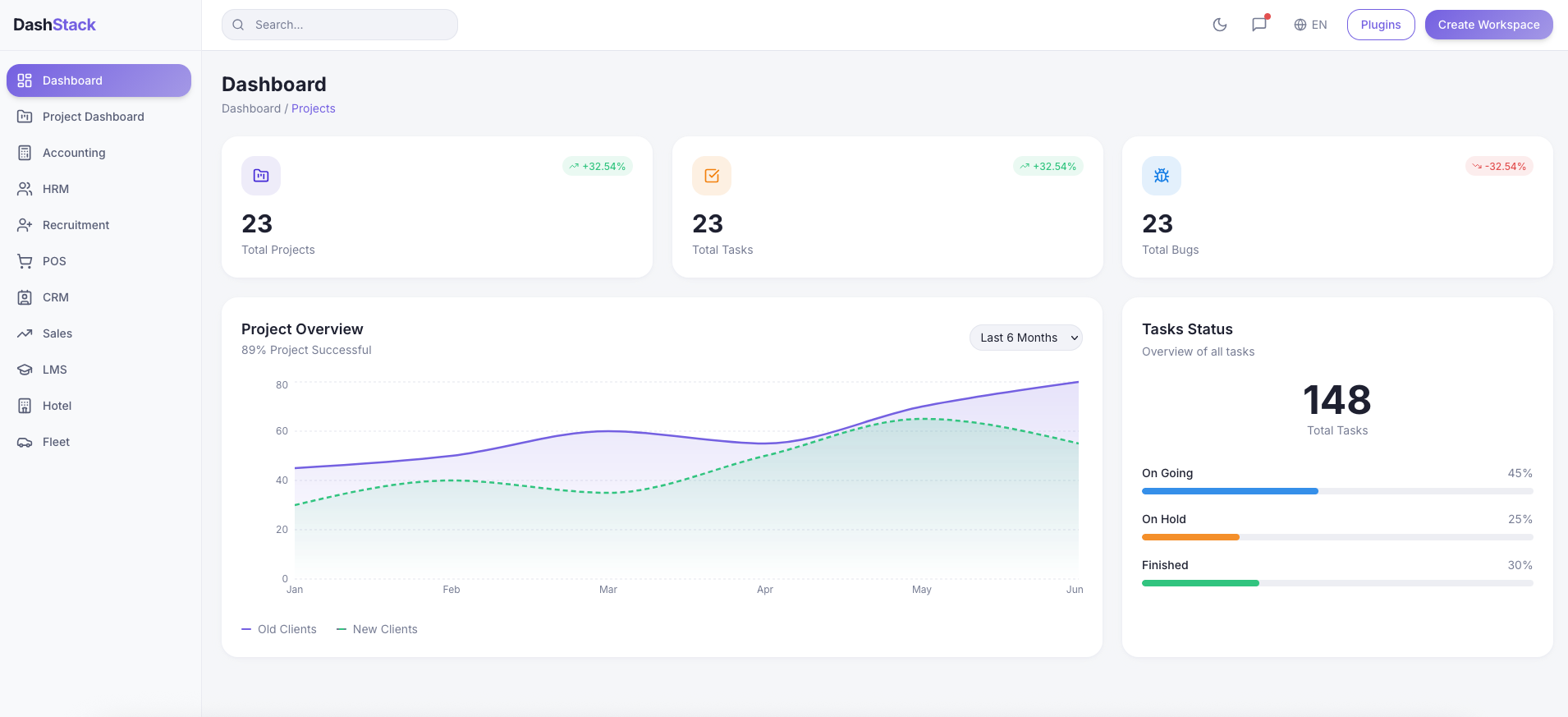 DashStack CRM branding landing page ui ui ux