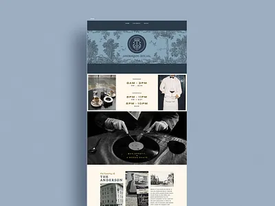 Anderson Social Landing Page - Jazz, Espresso, Cocktail Lounge bar cafe cocktail cocktail website coffee shop coffee webite espresso european french hospitality jazz club lounge luxury ui vintage web design