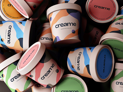 Creame Homemade Gelato - Packaging abstract brand design brand identity branding cup gelato graphic design ice cream illustration logo logotype modern packaging pattern typography