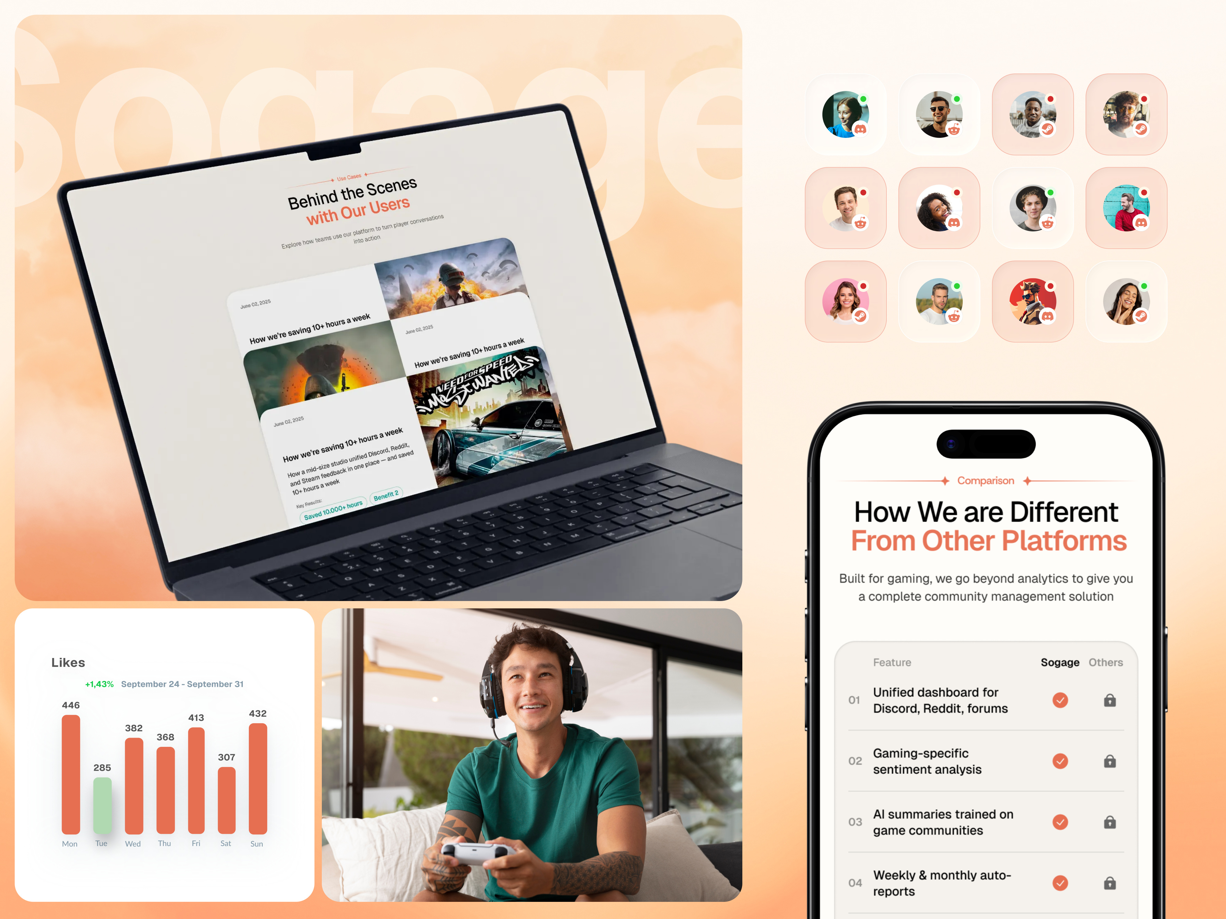 Sogage | Gaming Analytics & AI Dashboard UI ai b2b figma framer landing page redesign responsive design saas startup ui ux webdesign webflow website website design wordpress