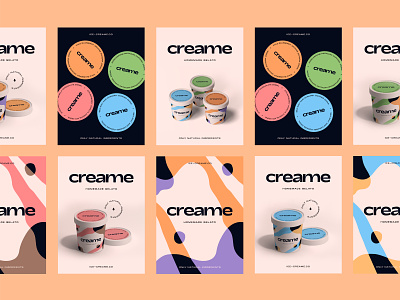 Creame Homemade Gelato- Posters abstract brand design brand identity branding cup gelato graphic design ice cream illustration logo logotype modern packaging pattern poster typography vector