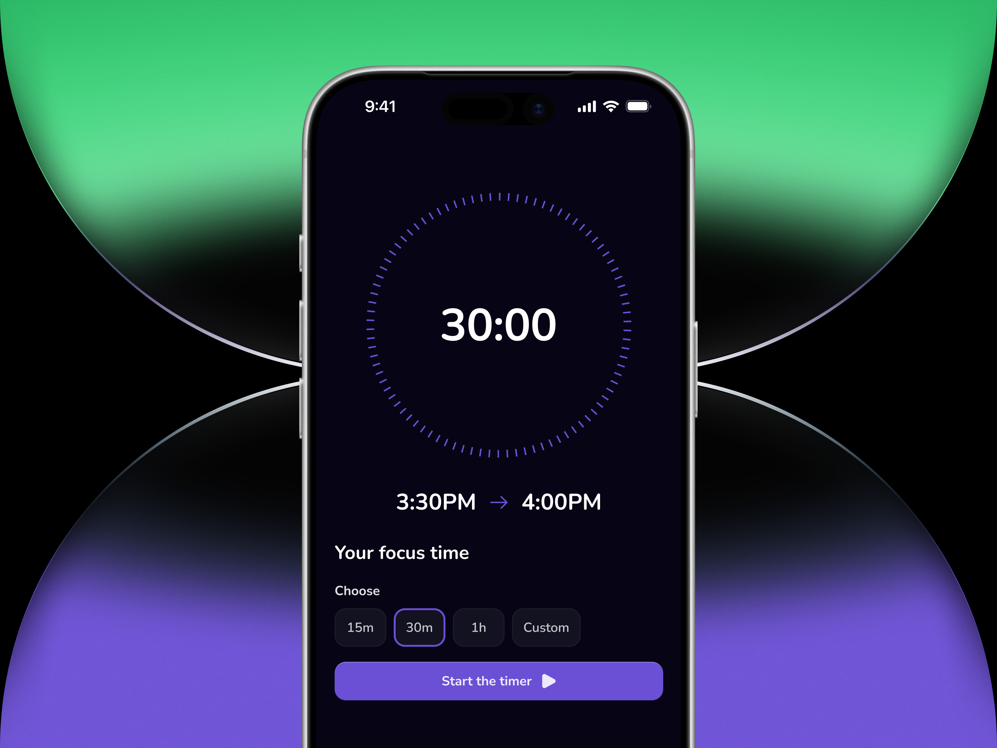 Focus Timer Screen – Phone Usage Control App behavioral design mobile circular progress timer ui dark mode timer design deep work app interface figma mobile concept focus timer mobile ui intentional usage app ios focus mode interface minimal focus session ui phone distraction blocker ui productivity timer app screen time control app