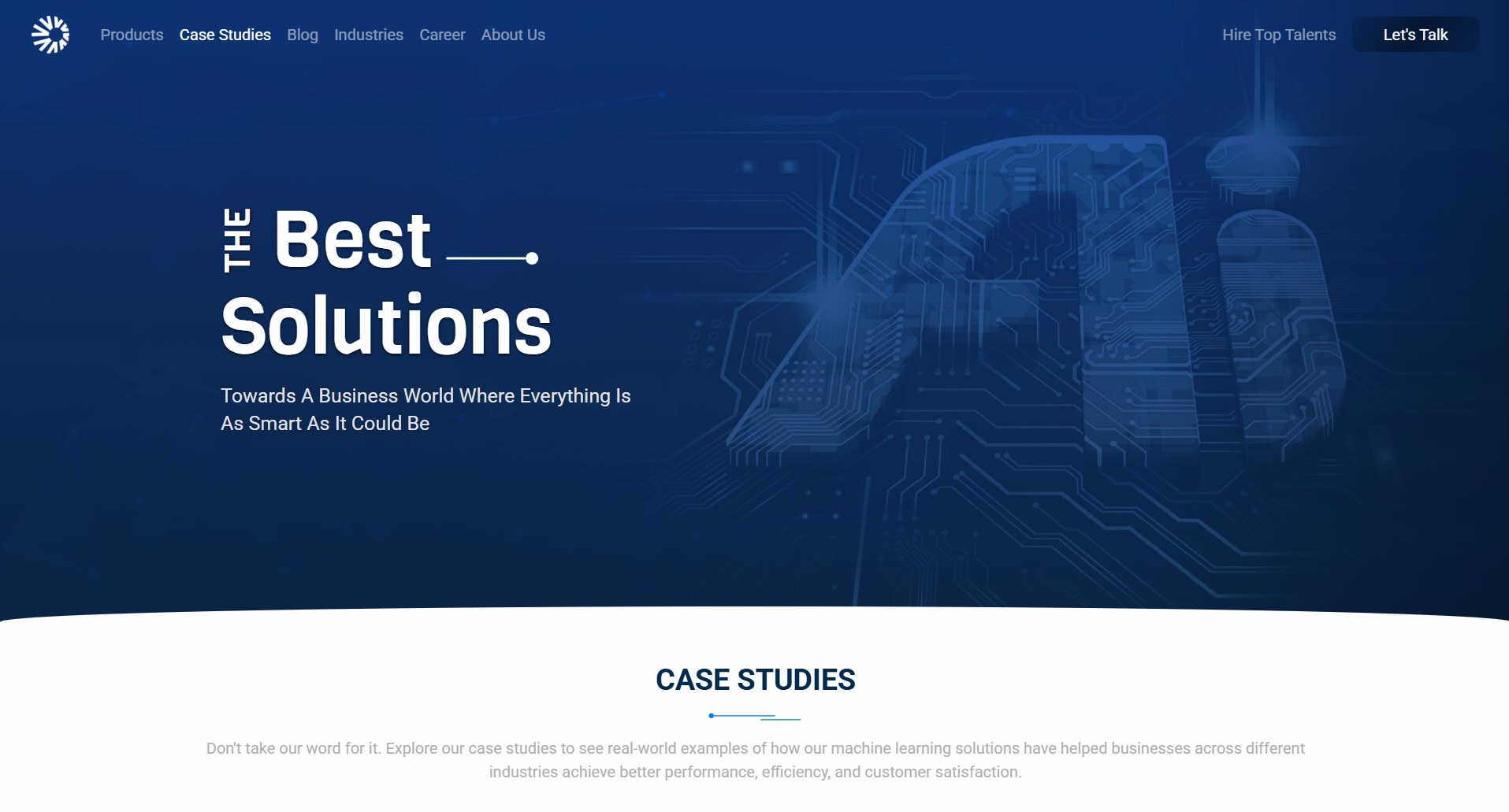 Hero | Header UI Design - Studies | Solutions Page ai design header hero solution study tech ui website