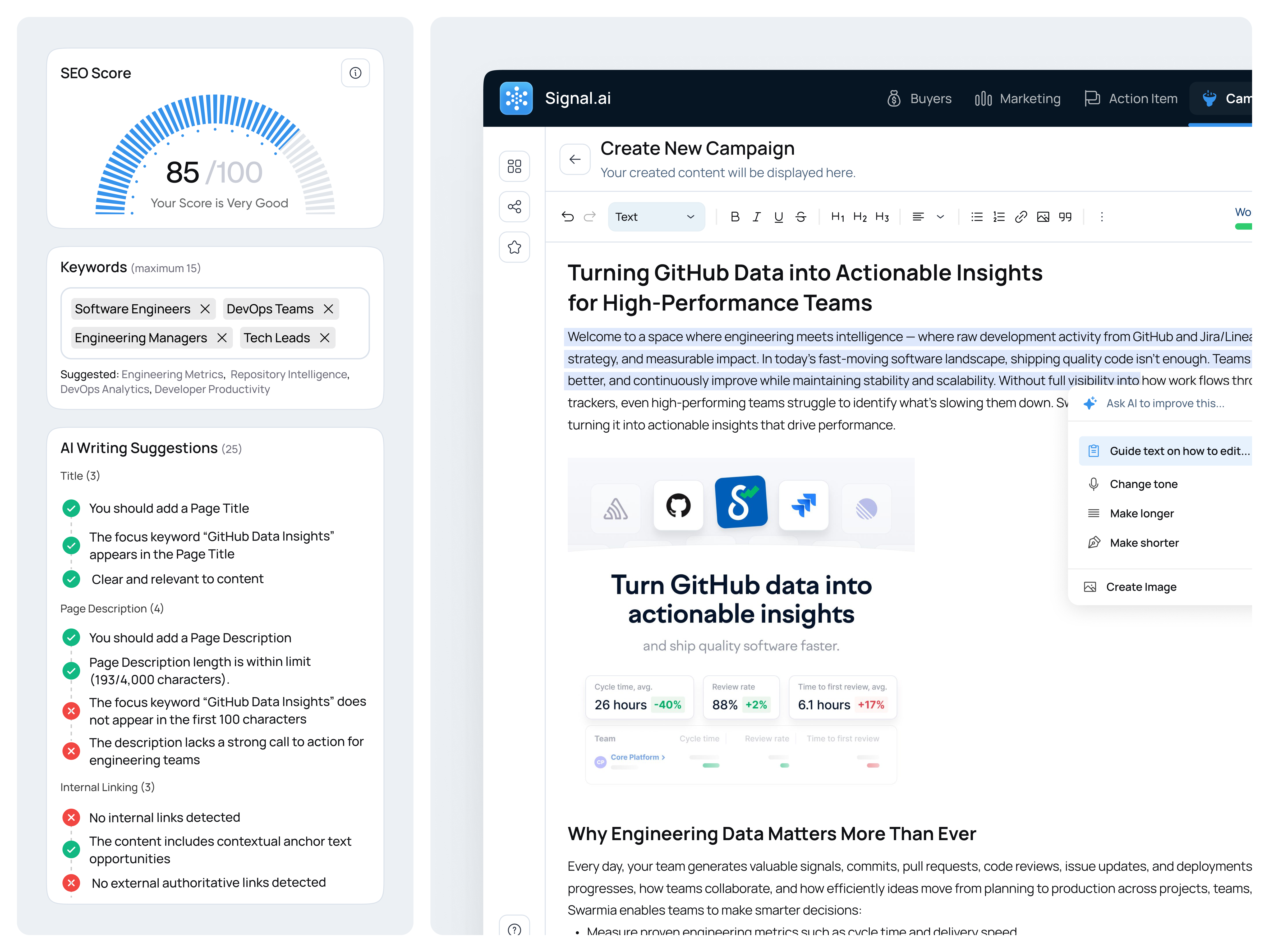 Signal AI - AI Powered Marketing Dashboard [Create Campaign] ads ai campaign ai marketing dashboard b2b campaign campaign dashboard create campaign create campaign saas creating dashboard design engagement marketing marketing dashboard product design saas saas design saas product sales campaign ui
