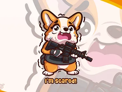 I'm Scared! Corgi Mascot cartoon illustration character design corgi cute illustration dog dog design dog illustration dog mascot gaming logo mascot logo pet design pet illustration pet mascot streamer logo twitch logo youtube logo