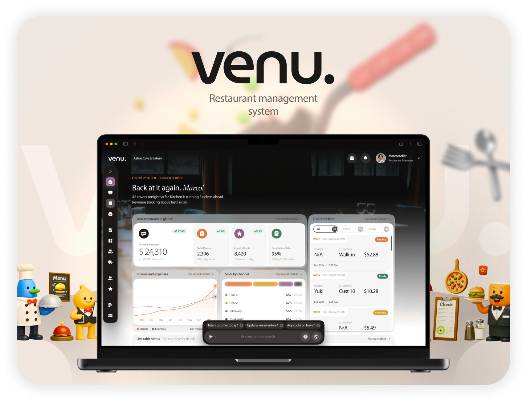 Modern Restaurant Dashboard — SaaS UI Design - venu.