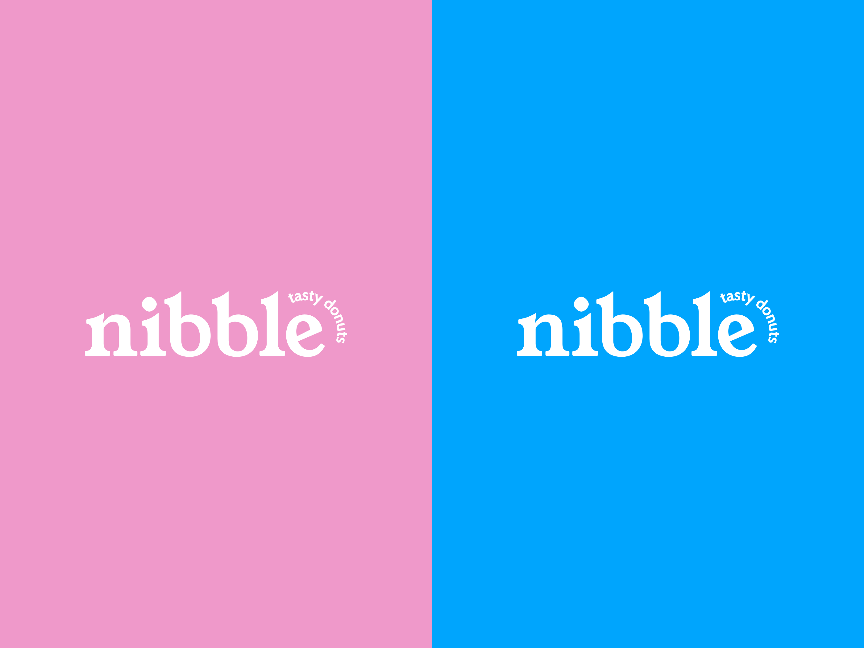 Nibble Donuts - Logo Design Concept blue custom logo design cute brand cute logo cute logo design design donut donut shop donut shop logo donut shop logo design graphic designer logo designer mascot design mascot logo modern logo pastry pink playful playful logo design