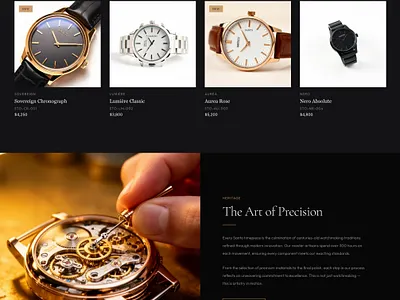 SANTO — The Art of Precision corporate design ecommerce figma framer landing page luxury mobile friendly modern shopify ui ux watches web design webflow website development wisdmlabs wordpress