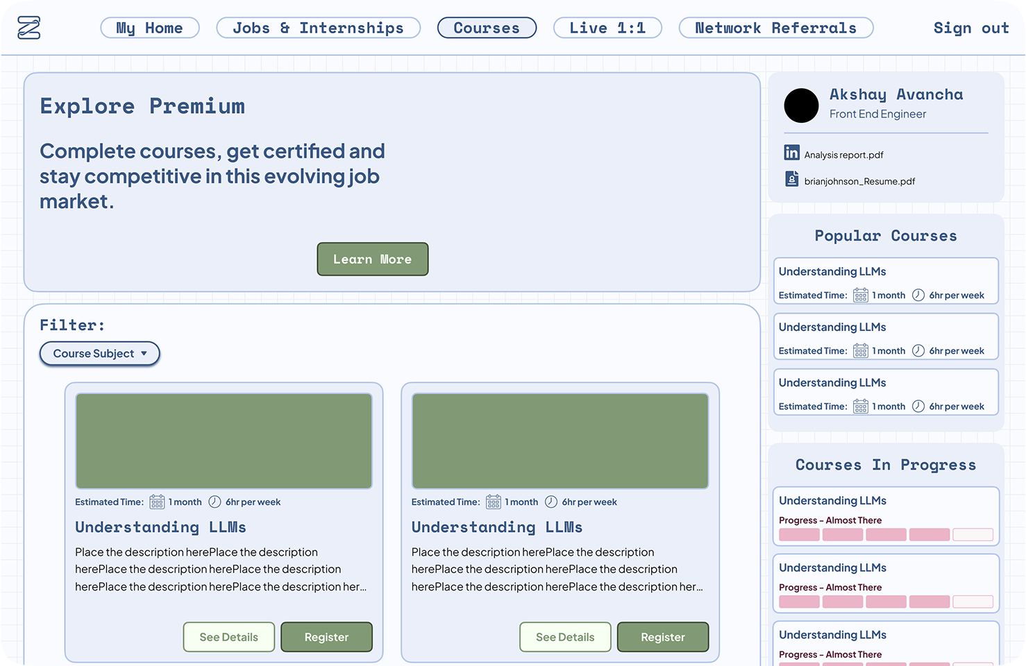 Course Page, Explore Upgrade branding design figma product design prototyping ui ui design user interface design ux research