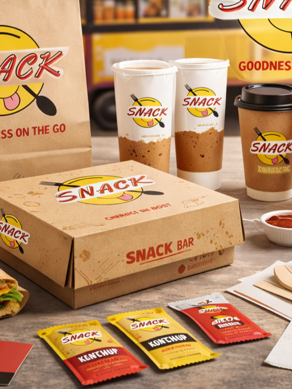 Food Cart Brand Packaging 3d design 3d model 3d render blender brand identity brand packaging design brand promotion cgi claymorphism food packaging design isometric logo design spline