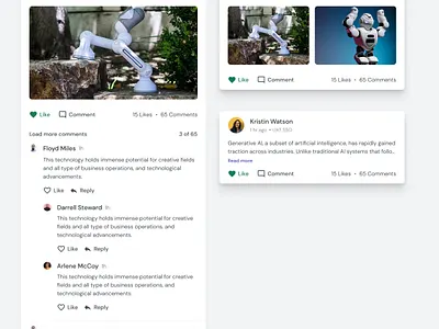 Forum feed, comments comment thread comments feed forum ui design