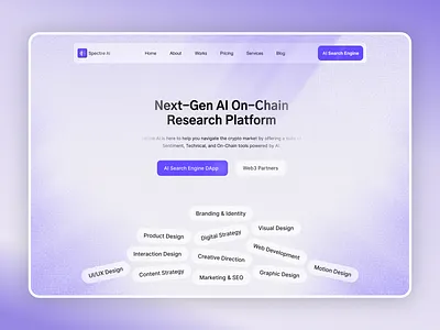 New Website - AI Next Gen AI On Chain Research ai ai3d cryptoux discover dribbble graphic design illustration logo new ai new uiux new website newapp newweb next gen landing page researchplatform smartcontracts tokenanalytics web design web3 web3saas