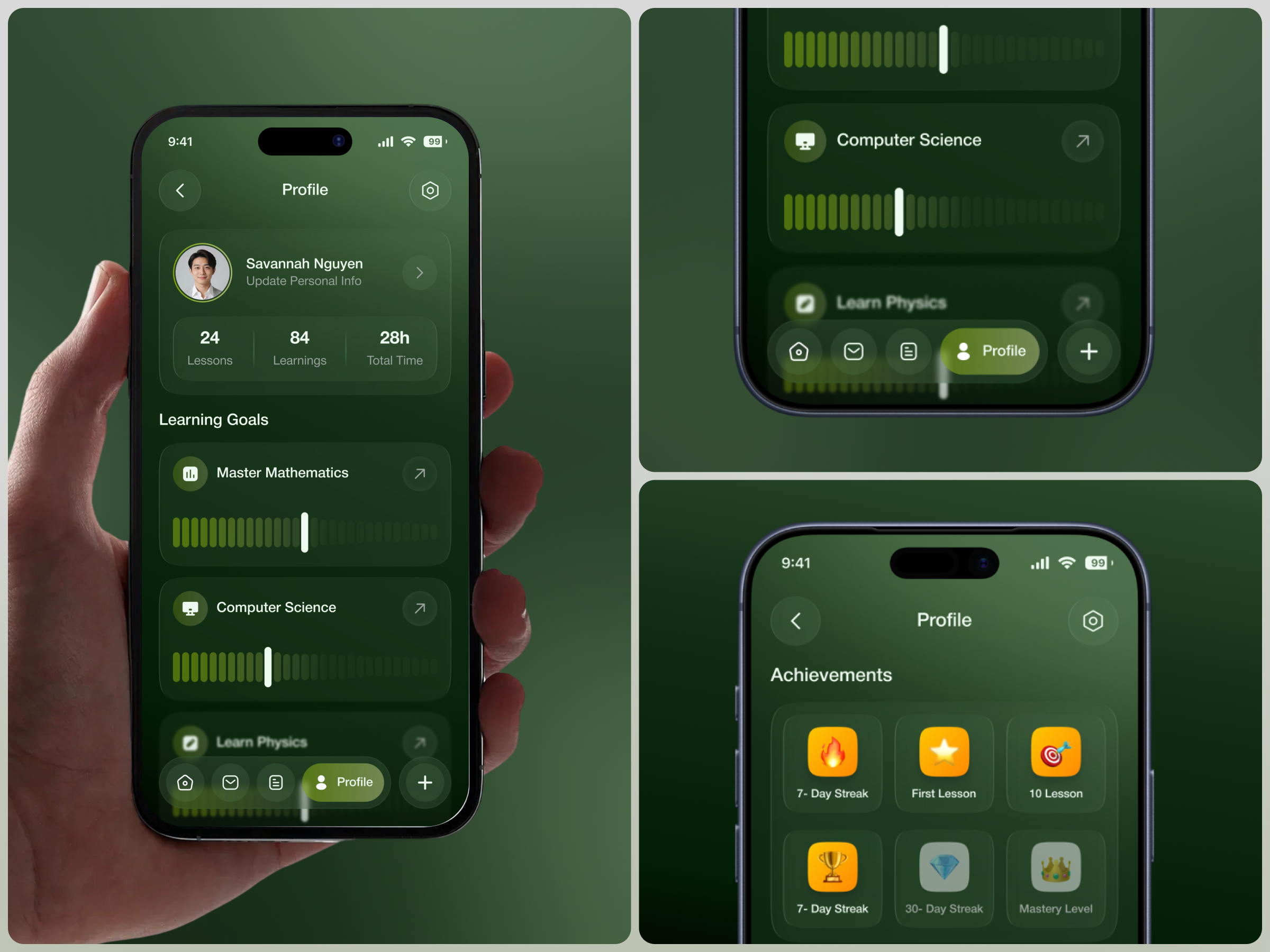 AI-Powered Personal Tutor App achievement admin dashboard ai education ai tutor course management dashboard ui data dashboard education app learning analytics learning platform minimal ui modern dashboard online learning product design profile page progress tracker saas dashboard student analytics ui design ux design