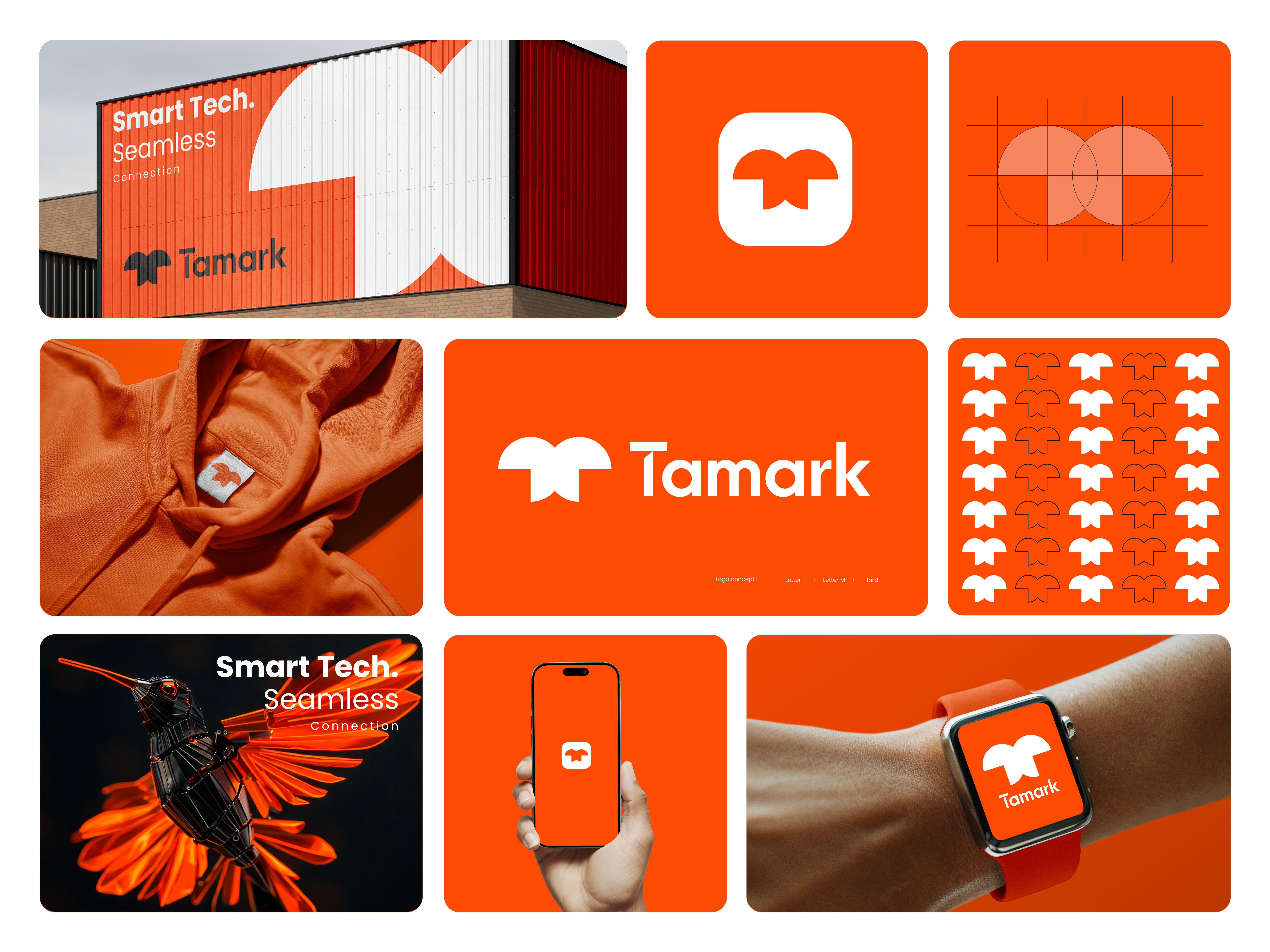 Tamark – Abstract T & M Bird Tech Logo Design