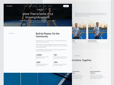 PadelMate – About Experience Page about us page branding community website design desktop landing page padel padel community padel website sports sports ui design sports website typography ui uidesign uiux ux uxdesign web design website