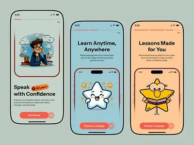 Language Learning App UI app design app ui case study e learning app education app interactive design ios language app u language learning learning app learning language app mobile mobile app mobile app design onboarding screens online education design online learning product design ux design