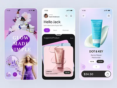 Beauty Product Shop App – Modern Mobile eCommerce UI Design app design beauty app beauty product beauty product app design cosmetic cosmetics app ecommerce app figma ui ios mobile app mobile app design online shop online shopping app product design shopping app skincare skincare app ui design uiux