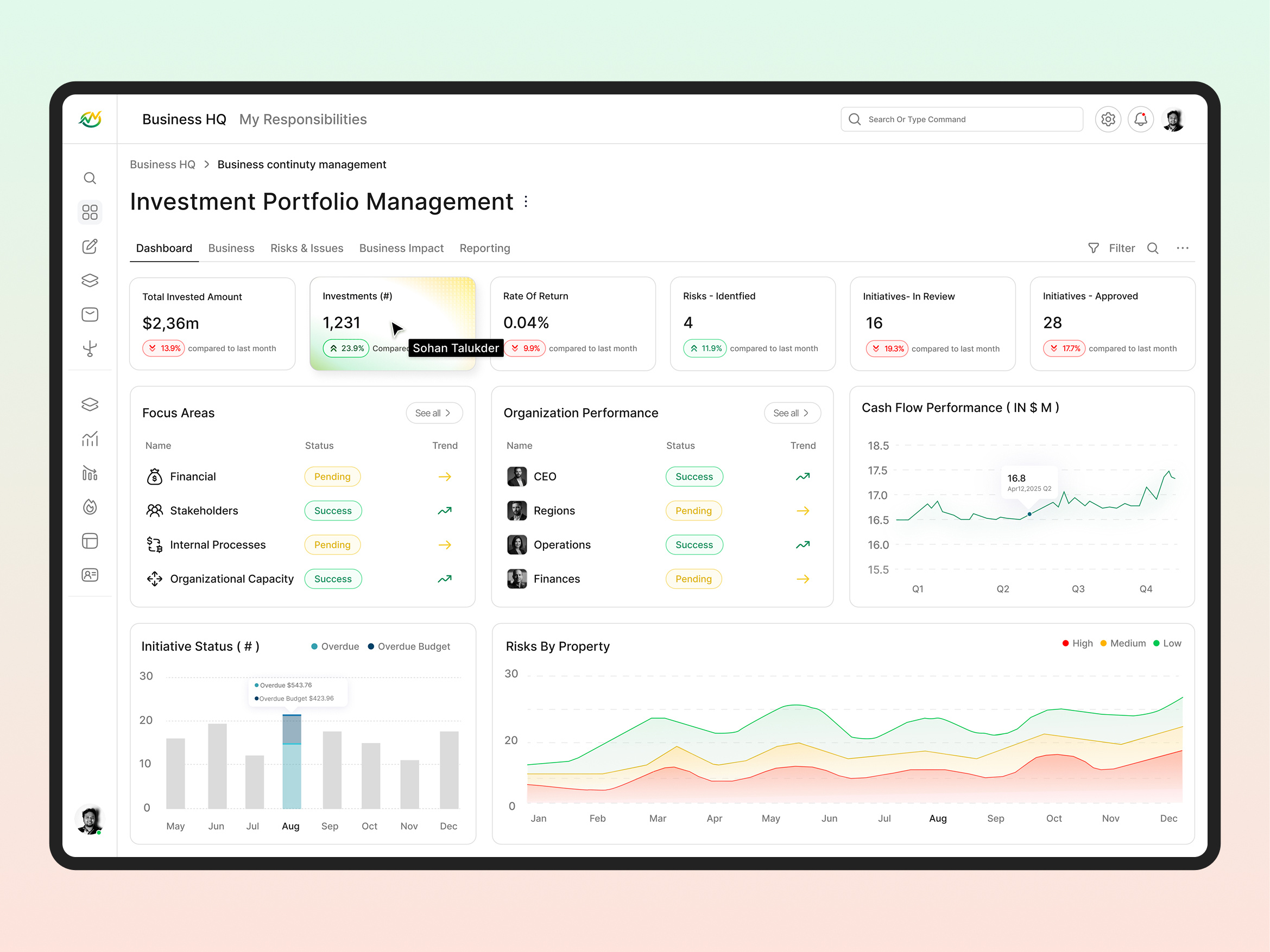 Investment Portfolio - Financial Analytics Dashboard application ui corporate dashboard dashboard data visualization finance dashboard financial financial dashboard interface investment investment dashboard investment portfolio management system modern ui performance tracking portfolio dashboard product design saas dashboard software ui web app
